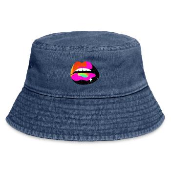 Rainbow Lip Pop Art - Vintage Bucket Hat - vintage denim - Front
