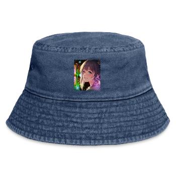 Magische Neontraumheldin - Vintage Bucket Hat - Vintage Denim - Vorne