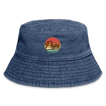 Vintage-Retro-Papa seit 2000 Vaterzeit-Sonnenuntergang - Vintage Bucket Hat - Vintage Denim - Vorne