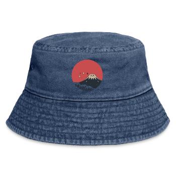 Mount Fuji Red Smile - Vintage Bucket Hat - vintage denim - Front