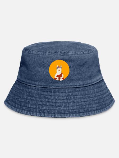 Meditierendes Lama - Vintage Bucket Hat - Vintage Denim