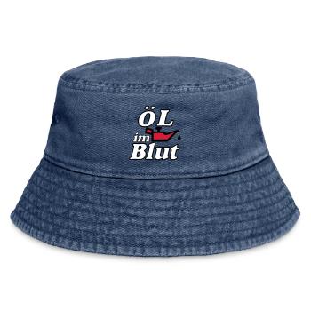 Auto Tuning Schrauber Kult Shirt, Öl im Blut (25) - Vintage Bucket Hat - Vintage Denim - Vorne
