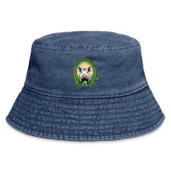 Lucky Pig - Vintage Bucket Hat - vintage denim - Front