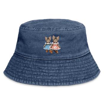 Dirndl kitties - Vintage Bucket Hat - vintage denim - Front
