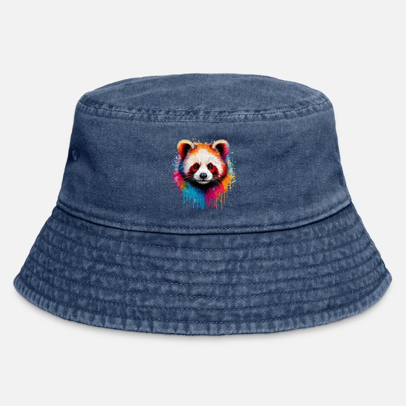 Explosion de Panda Aquarelle - Bob vintage - vintage bleu jeans