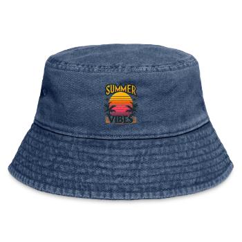 Tropische Sommerstimmung: Das Abenteuer bei Sonnenuntergang erwartet Sie - Vintage Bucket Hat - Vintage Denim - Vorne