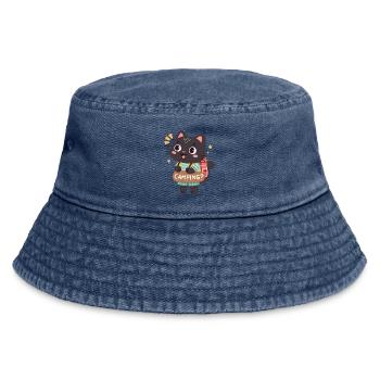 Buntes Camper-Kätzchen - Vintage Bucket Hat - Vintage Denim - Vorne