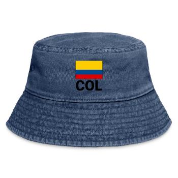 Colombia flag tricolor with abbreviation COL - Vintage Bucket Hat - vintage denim - Front