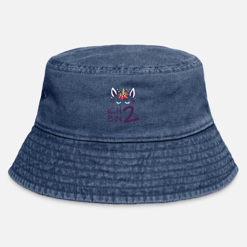 ich bin 2 - Einhorn - Geburtstag - Mädchen - Vintage Bucket Hat - Vintage Denim