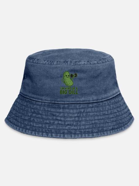 Witziges Dill-Motiv mit Muskeltraining - Vintage Bucket Hat - Vintage Denim