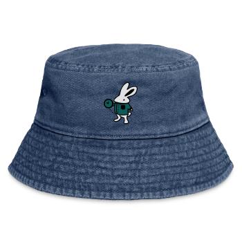 Kaninchen + Uhr - Vintage Bucket Hat - Vintage Denim - Vorne