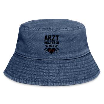 Arzthelferin mit Herz Geschenk - Vintage Bucket Hat - Vintage Denim - Vorne
