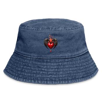 Le cœur aux ailes noires - Bob vintage - vintage bleu jeans - Devant