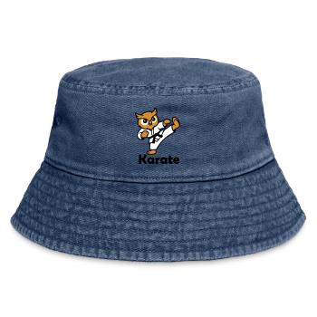 Karate Owl - Vintage Bucket Hat - vintage denim - Front