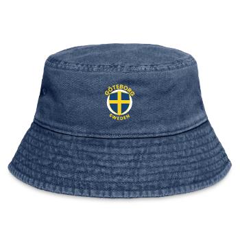 Göteborgs Sköld in schwedischen Farben - Vintage Bucket Hat - Vintage Denim - Vorne