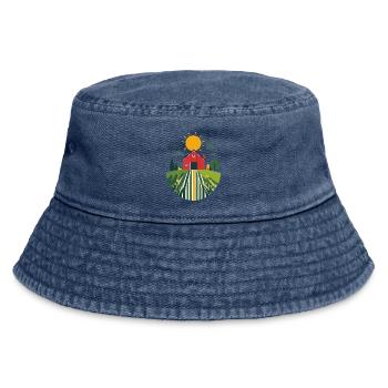Bauernhof mit roter Scheune Landwirtschaft Motiv - Vintage Bucket Hat - Vintage Denim - Vorne