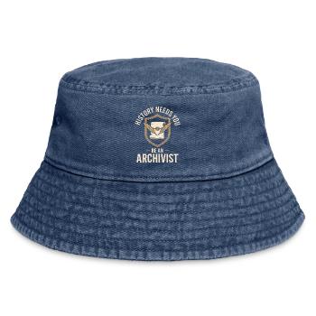 Archivarwappen mit Federabzeichen - Vintage Bucket Hat - Vintage Denim - Vorne