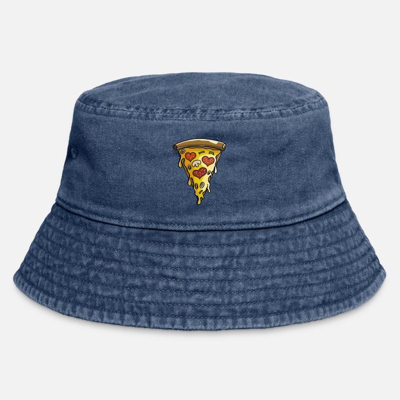 I love Pizza - Pizzastück - Herz - Comic -Geschenk - Vintage Bucket Hat - Vintage Denim