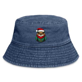 Hibou de Noël en pull vert - Bob vintage - vintage bleu jeans - Devant