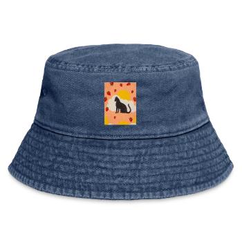 Silhouette einer Wolkenkatze in der Erdbeersonne - Vintage Bucket Hat - Vintage Denim - Vorne