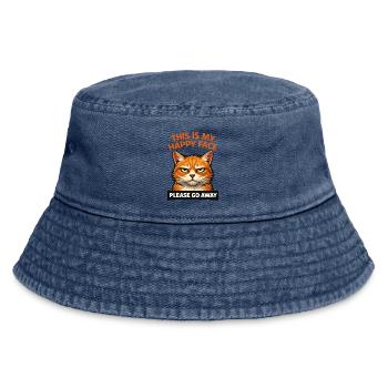 Angry Cat Please Go Away Humor - Vintage Bucket Hat - vintage denim - Front