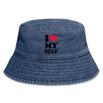 I love my self - Vintage Bucket Hat - vintage denim - Front