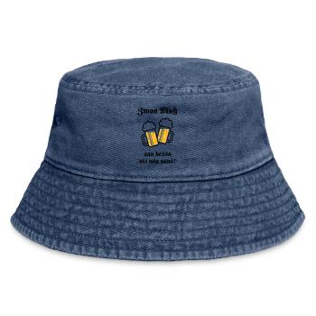 Zwoa Maß San Bessa Ois Wia Oans! (Bier Trinken) - Vintage Bucket Hat - Vintage Denim - Vorne