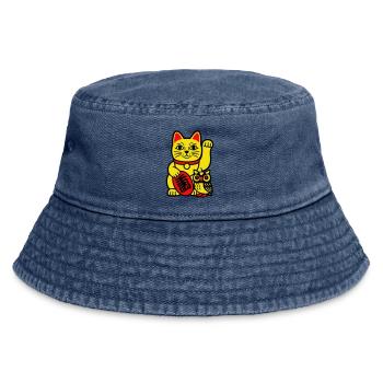 Chat chanceux avec petit hibou - Bob vintage - vintage bleu jeans - Devant