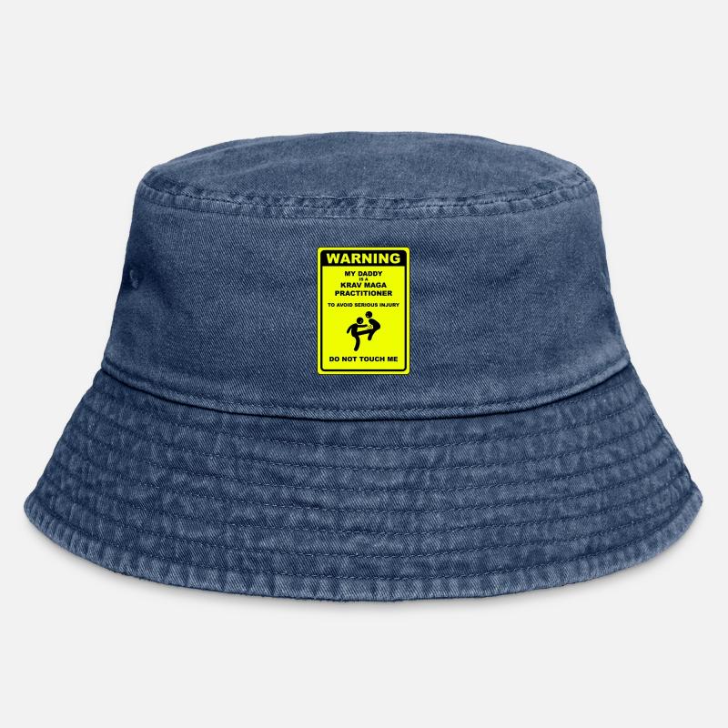 Warning! Daddy does Krav Maga! - Vintage Bucket Hat - vintage denim
