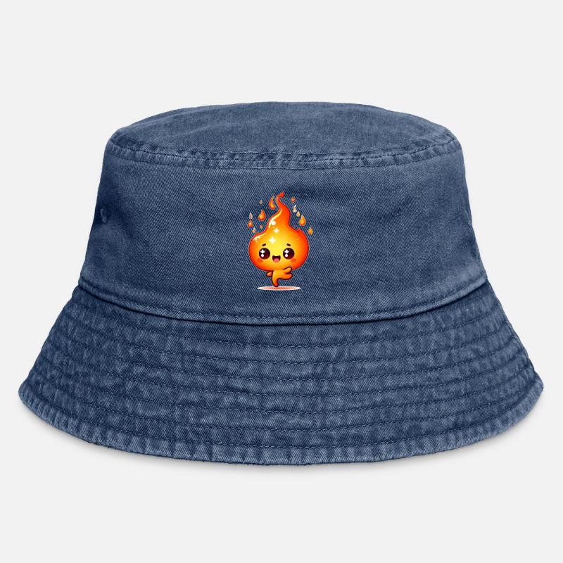 Fire - Vintage Bucket Hat - vintage denim