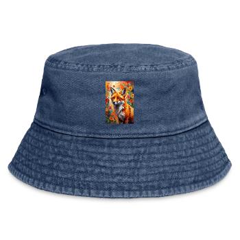Fuchs Blumen abstrakt Fuchsliebhaber Geschenk  - Vintage Bucket Hat - Vintage Denim - Vorne