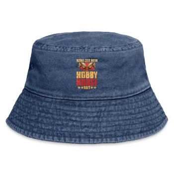 Double Horse Heads Hobby Horse Statement - Vintage Bucket Hat - vintage denim - Front