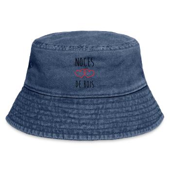 Holz-Hochzeitstag – 5 Jahre Ehe - Vintage Bucket Hat - Vintage Denim - Vorne