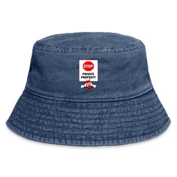 Private Property Signage - Vintage Bucket Hat - vintage denim - Front