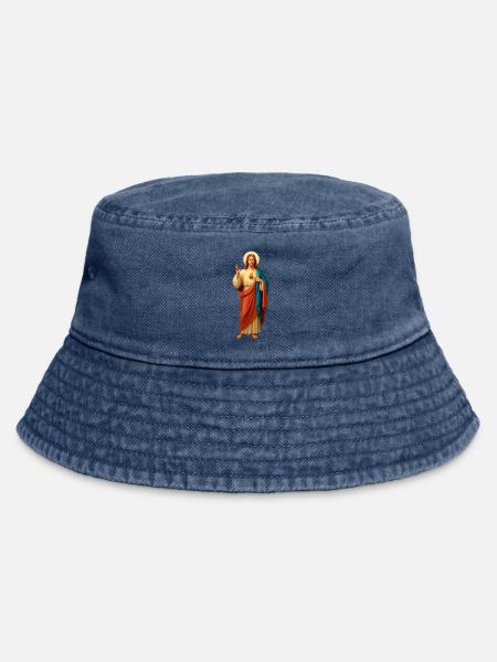 Jesus mit Brot Dreifarbige Gewänder - Vintage Bucket Hat - Vintage Denim