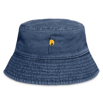 Kletterer beim Abseilen im Sonnenuntergang - Vintage Bucket Hat - Vintage Denim - Vorne