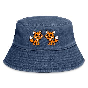 Fox Couple - Vintage Bucket Hat - vintage denim - Front