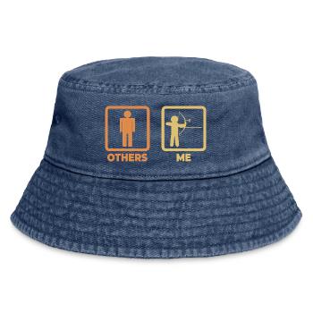 Bogenschütze Strichmännchen - Vintage Bucket Hat - Vintage Denim - Vorne