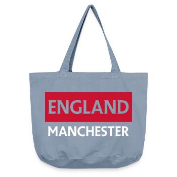 Englisches Manchester-Motiv mit Skyline der Stadt - Vintage-Washed Shopper - vintage light blue - Vorne