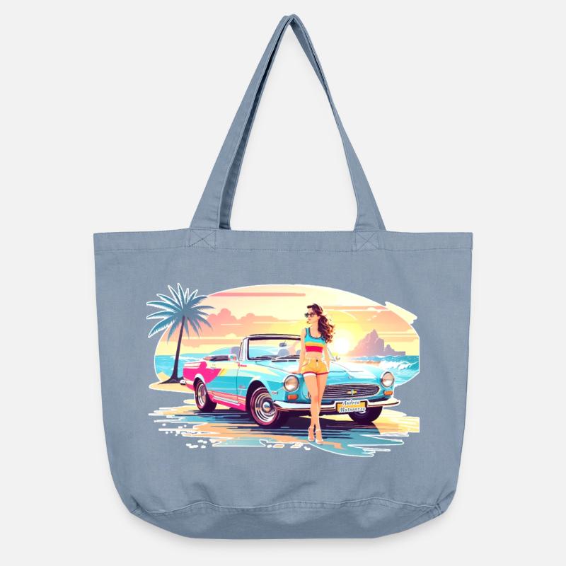 Mädchen mit Sportwagen 2 - Vintage-Washed Shopper - vintage light blue