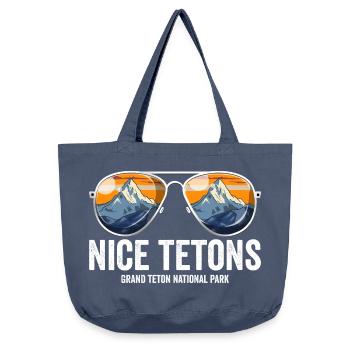 Schöne Tetons, Grand-Teton-Nationalpark, Grand Tet - Vintage-Washed Shopper - Vintage Denim - Vorne