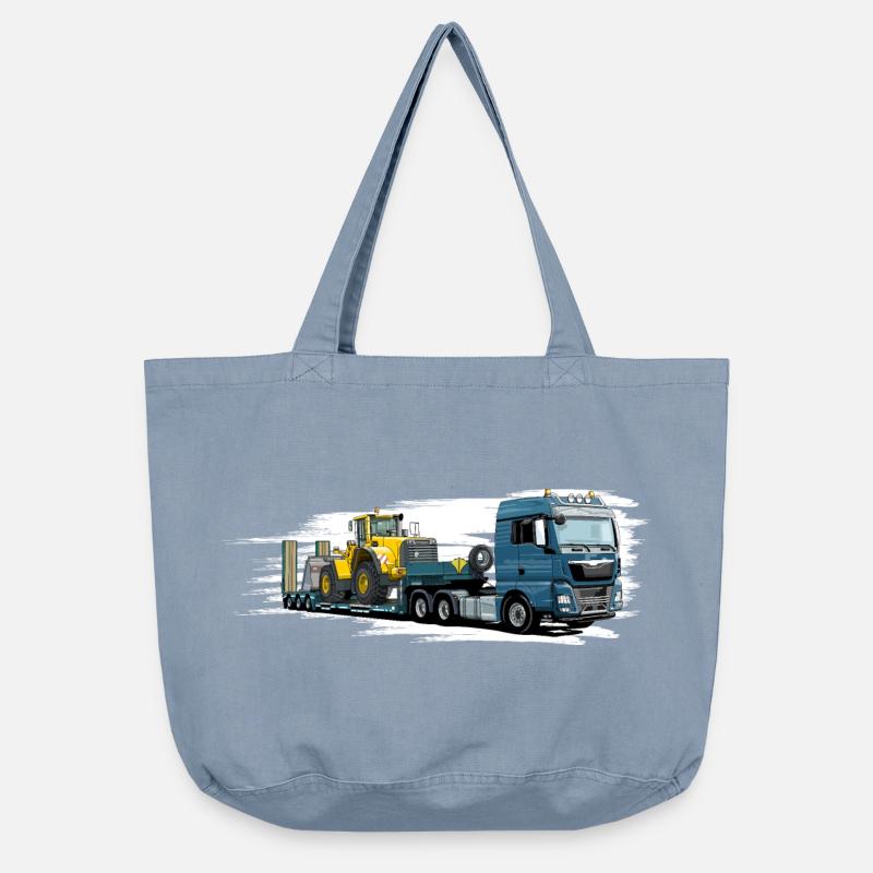 Low-loader with wheel loader - Vintage-washed Shopper - vintage light blue
