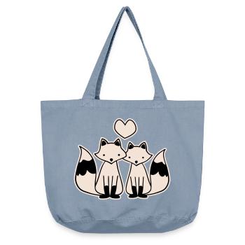 verliebte Füchse - Vintage-Washed Shopper - vintage light blue - Vorne