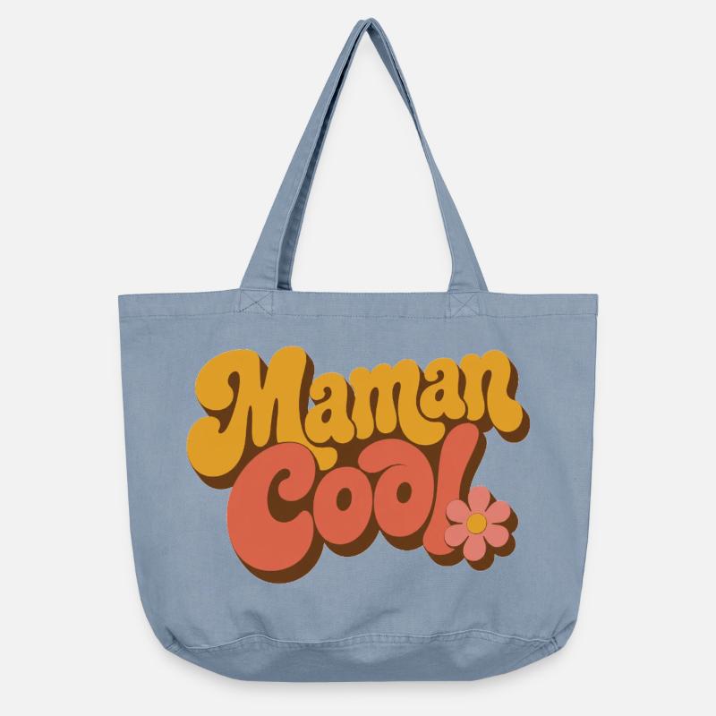 Mama Cool rétro fleurs 70s - Sac cabas vintage délavé - vintage light blue