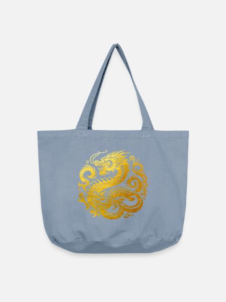 Chinesisches Drachen-Tattoo - Vintage-Washed Shopper - vintage light blue