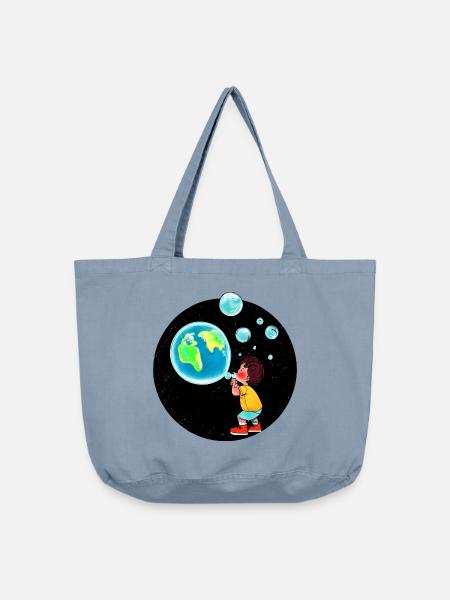 Planet Erde - Vintage-Washed Shopper - vintage light blue