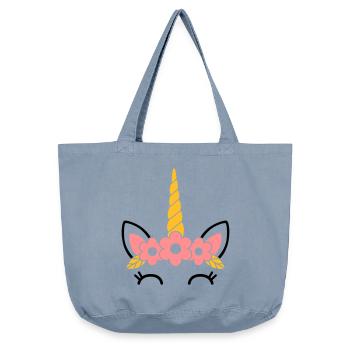Reine des fleurs : la majestueuse licorne - Sac cabas vintage délavé - vintage light blue - Devant