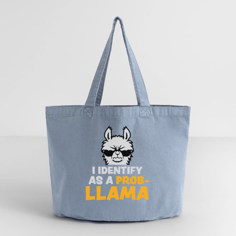 I Identify As A Probllama Cool Lama Problem Spruch Vintage-washed Shopper