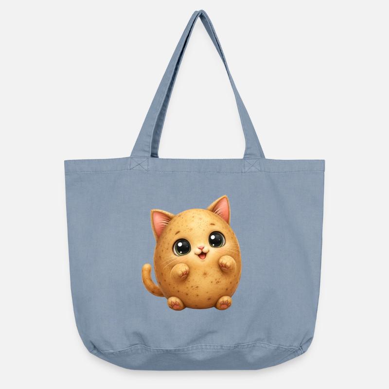 Chat de Patate mignon - Sac cabas vintage délavé - vintage light blue