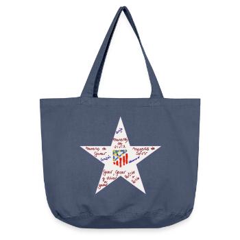 Silver star of Aleti and emblematic phrases - Vintage-washed Shopper - vintage denim - Front